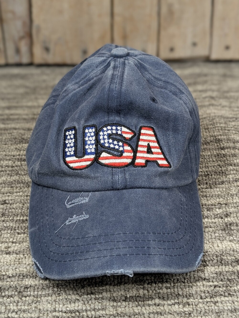USA Embroidered Baseball Cap - Navy